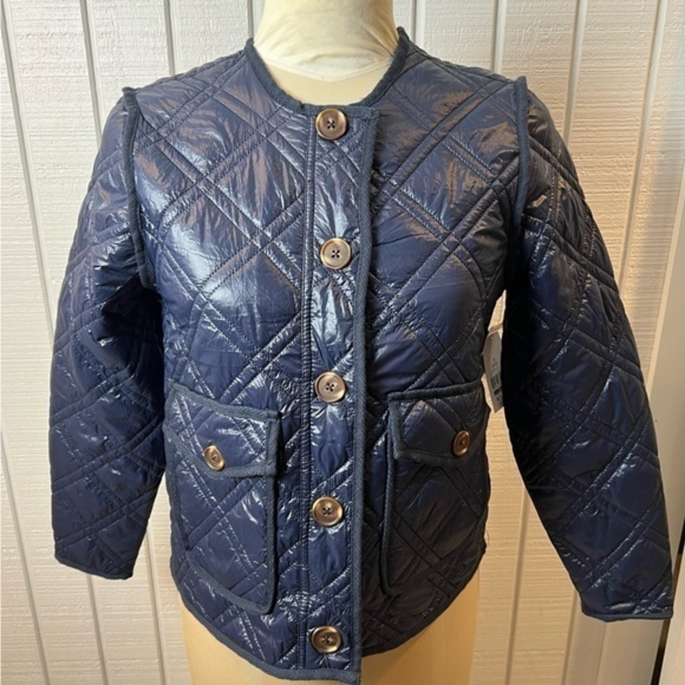 Time and Tru Quilted Jacket Dark Navy Blue‎ Size Small 4-6 NWT